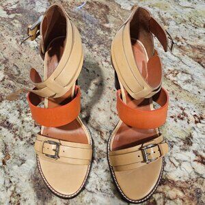 Rebecca Minkoff Ankle Strap - Orange/Tan - US 9M